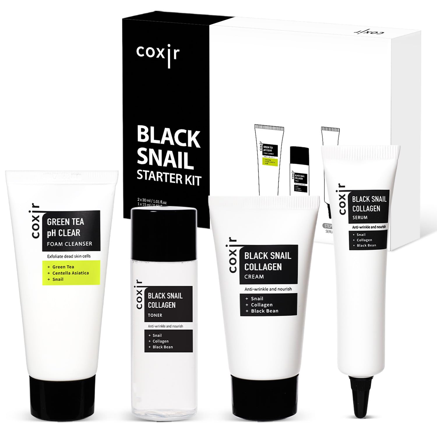 Amazon.com: coxir Black Snail Collagen 4-Step Trial Starter Kit